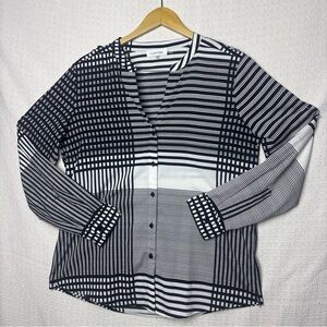 Calvin Klein Black‎ and White Striped Blouse